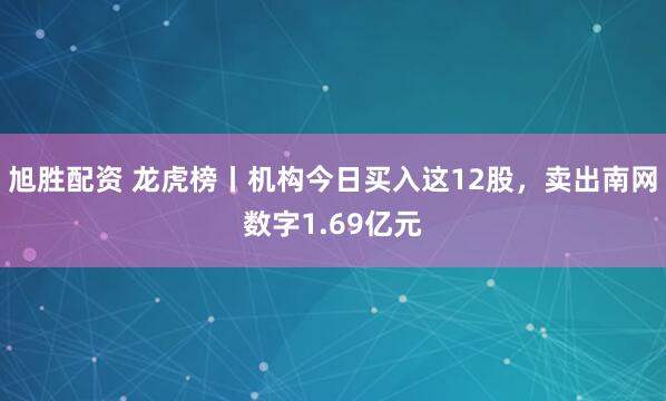 旭胜配资 龙虎榜丨机构今日买入这12股，卖出南网数字1.69亿元